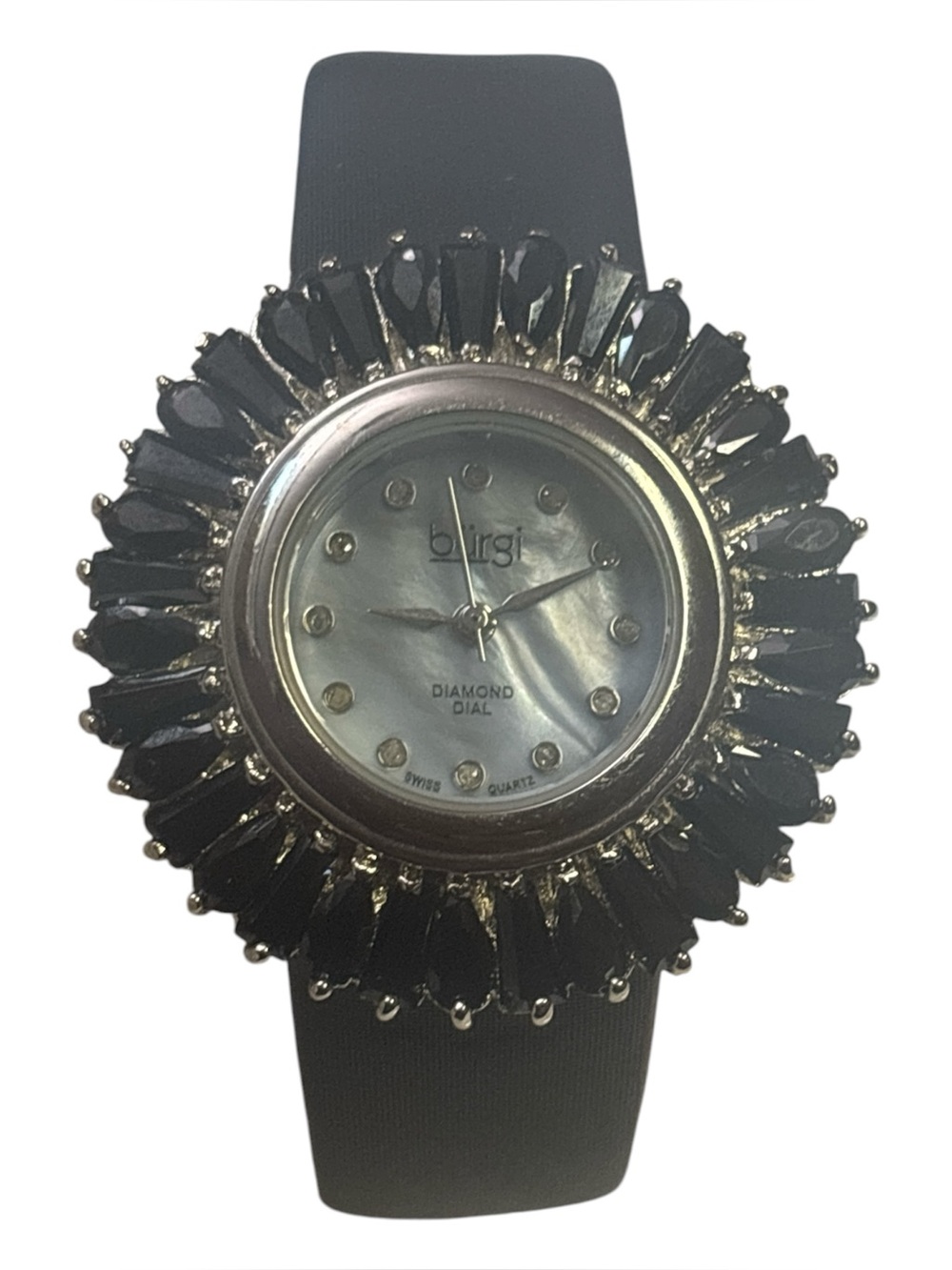 Burgi black Crystal watch black straps